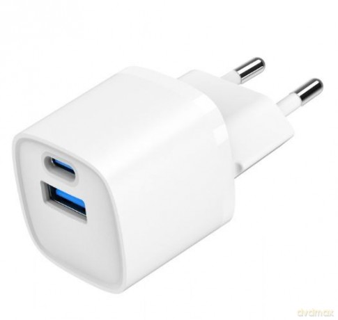 Mini-ładowarka USB-A USB-C 20W PD QC3.0 biała