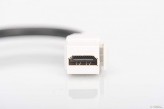 Moduł Keystone HDMI z kablem 12cm, łącznik do gniazd i pustych paneli, żeński/żeński, biały