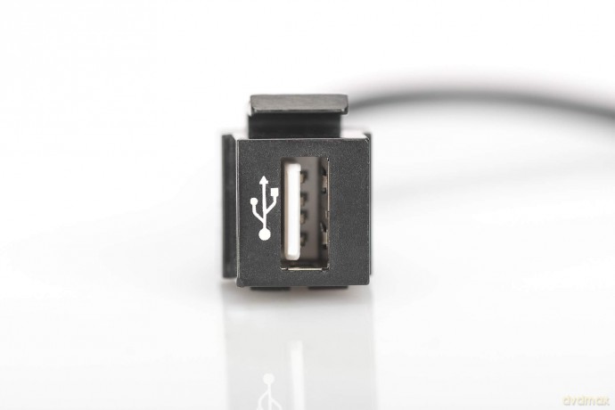 Moduł Keystone USB 2.0 z kablem 16cm, łącznik do gniazd i pustych paneli, żeński/męski, Czarny