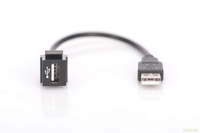 Moduł Keystone USB 2.0 z kablem 16cm, łącznik do gniazd i pustych paneli, żeński/męski, Czarny