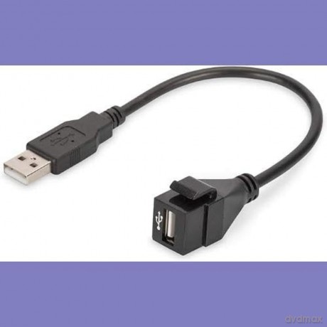 Moduł Keystone USB 2.0 z kablem 16cm, łącznik do gniazd i pustych paneli, żeński/męski, Czarny