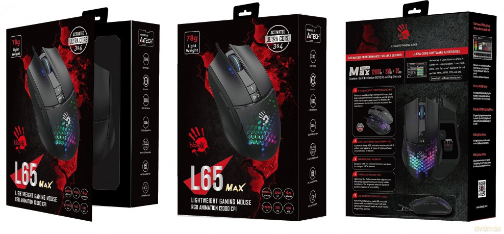 Mysz A4Tech BLOODY L65 MAX RGB Honeycomb (Activated)