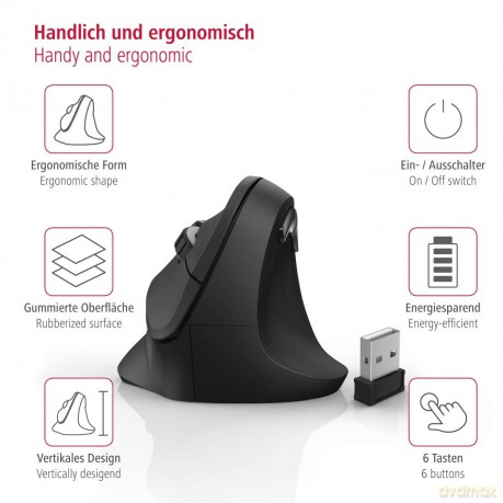 Mysz bezprzewodowa ergonomiczna EMW-500 Czarna
