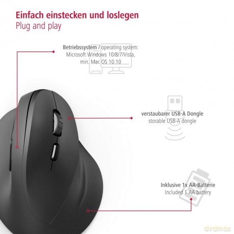 Mysz bezprzewodowa ergonomiczna EMW-500 Czarna