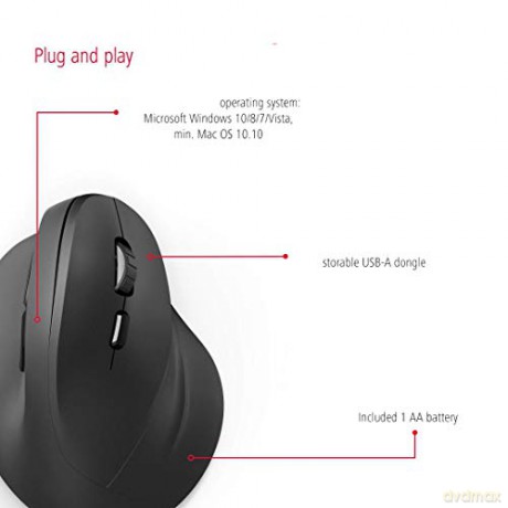 Mysz bezprzewodowa ergonomiczna EMW-500 Czarna