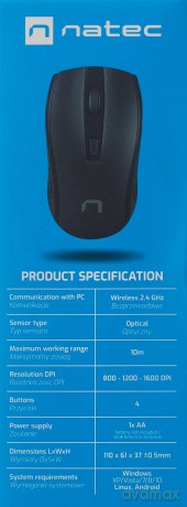 Mysz bezprzewodowa Jay 2 1600 DPI Czarna