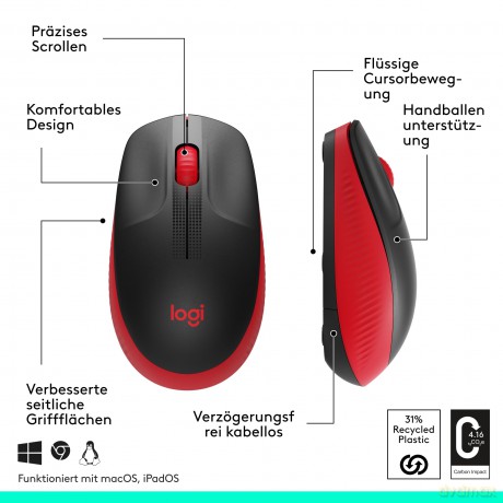 Mysz bezprzewodowa M190 Red 910-005908