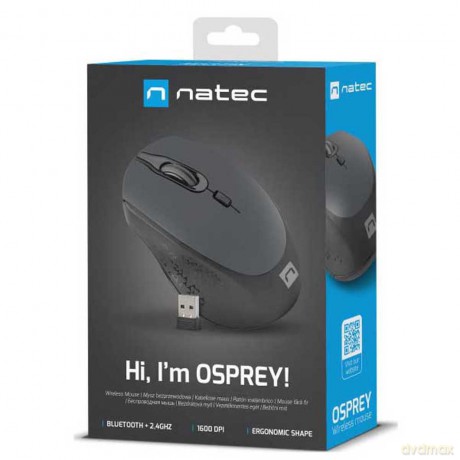 Mysz bezprzewodowa Osprey 1600DPI Bluetooth + 2.4GHz Czarno-szara