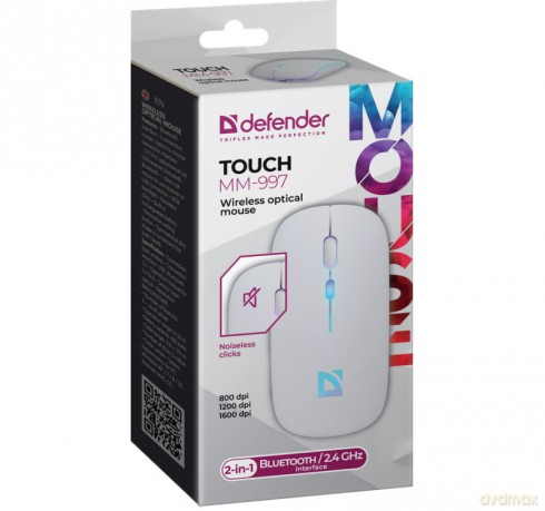 Mysz bezprzewodowa silent click TOUCH MM-997 akumulator 800/1200/1600 DPI biała