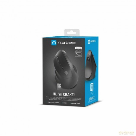 Mysz bezprzewodowa wertykalna Crake 2 2400 DPI Bluetooth 5.2 + 2.4GHz dla leworęcznych Czarna