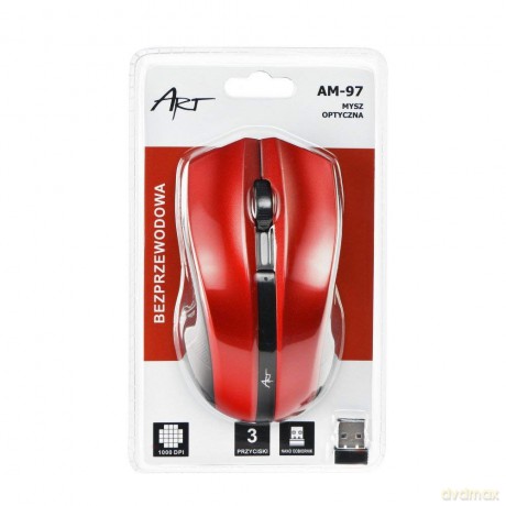 Mysz bezprzewodowo-optyczna USB AM-97D czerwona