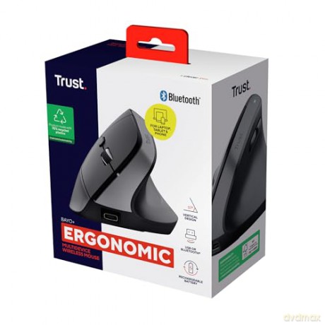 Mysz ergonomiczna BAYO+ Bezprzewodowa Czarna
