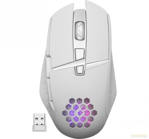 Mysz gamingowa bezprzewodowa Glory GM-514 RGB 7P 1200/2400/3200 DPI biała