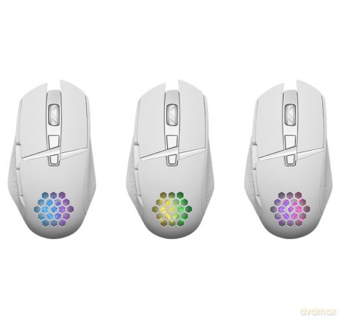 Mysz gamingowa bezprzewodowa Glory GM-514 RGB 7P 1200/2400/3200 DPI biała