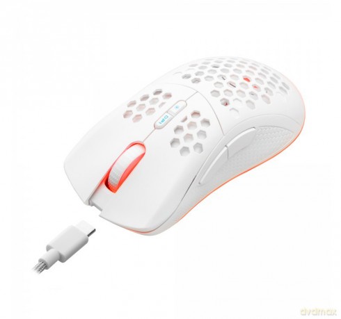 Mysz gamingowa bezprzewodowa Nemesis M700 akumulator 8000 DPI 7P RGB LED programowalne przyciski biała