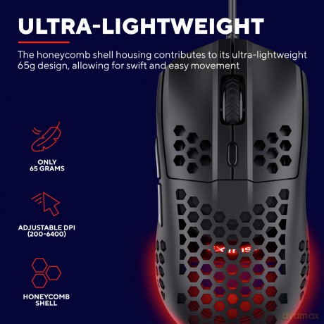 Mysz gamingowa czarna lekka GXT928 HELOX