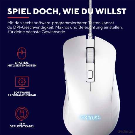 Mysz gamingowa GXT924W YBAR+ Biała