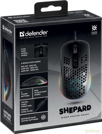 Mysz gamingowa przewodowa SHEPARD GM-620L 12800 dpi 7P RGB