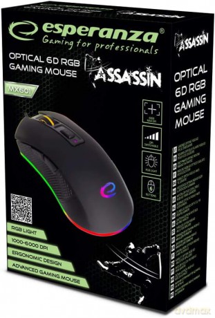 Mysz przewodowa dla graczy 6d opt. usb mx601 assassin