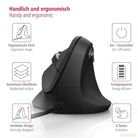 Mysz przewodowa EMC-500 ergonomiczna Czarna