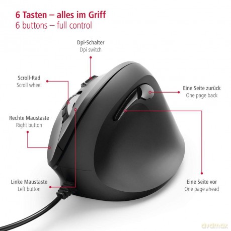 Mysz przewodowa EMC-500 ergonomiczna Czarna