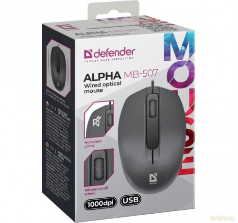 Mysz przewodowa optyczna Alpha MB-507 1000DPI 3P czarna