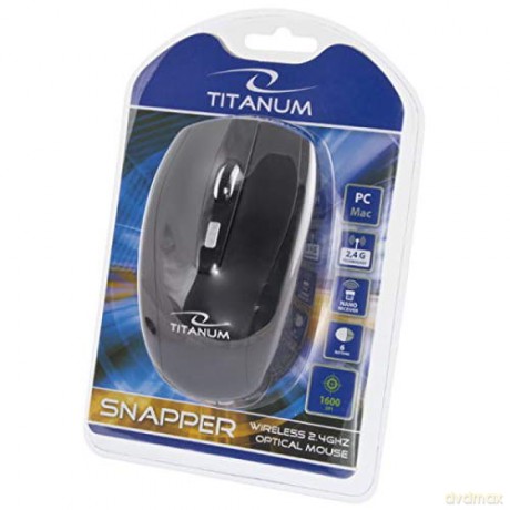 Mysz Titanum SNAPPER TM105K, Bezprzewodowa 2.4GHz, DPI 1000/1600, 6 przycisków, NANO odbiornik