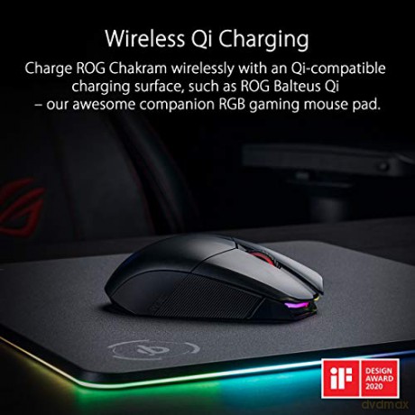 Myszka ROG Chakram RGB, 2.4GHz, BT, Qi, 16 000 dpi