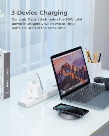 PA-B6S White Omnia Mix GaN ładowarka sieciowa 3xUSB (2xUSB C+1xUSB A) 90W