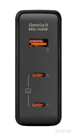 PA-B7O Omnia II GaN ładowarka sieciowa 3xUSB (2xUSB C+1xUSBA) 140W PD3.1 PPS EU/US/UK