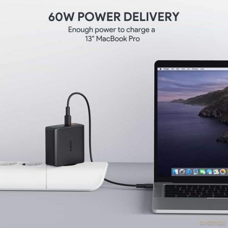 PA-D5 GaN ładowarka sieciowa 2xUSB C Power Delivery 3.0 63W 6A Dynamic Detect