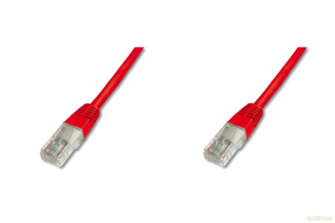 Patch cord kat.5e UTP, CU, AWG 26/7 0,5m Czerwony