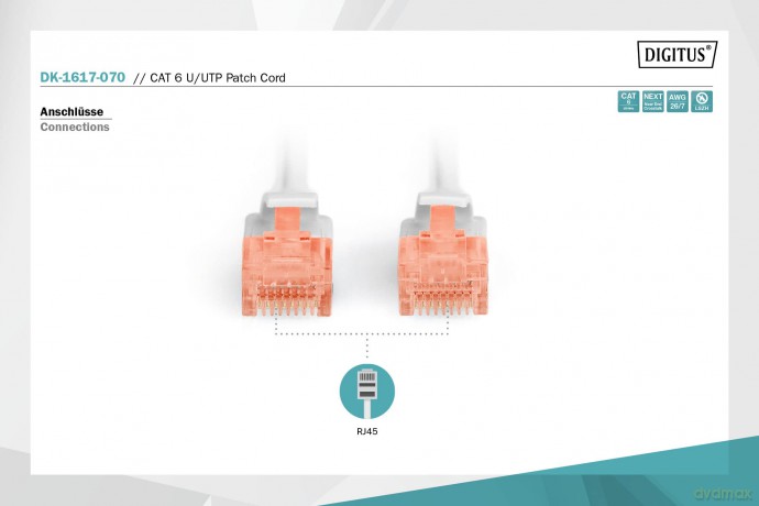 Patch cord nieekranowany U/UTP Kat.6 AWG 26/7 miedź LSOH 7,0 m Szary