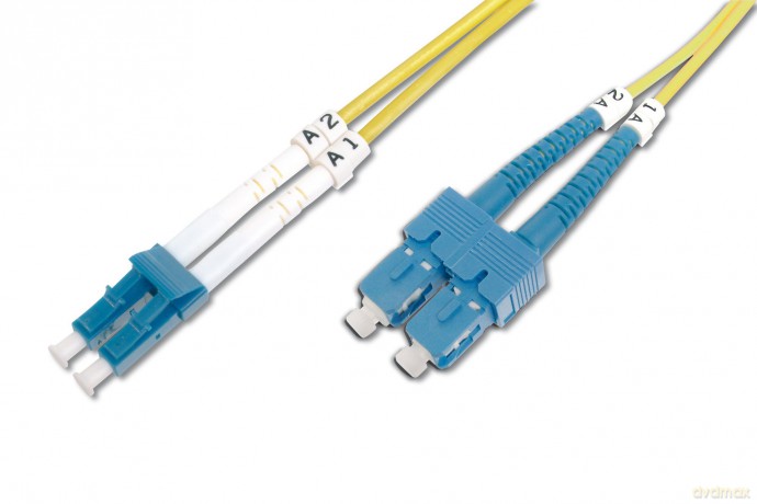 Patch cord światłowodowy FO LC/SC, duplex, SM 9/125, OS2, LSOH, 1m, żółty