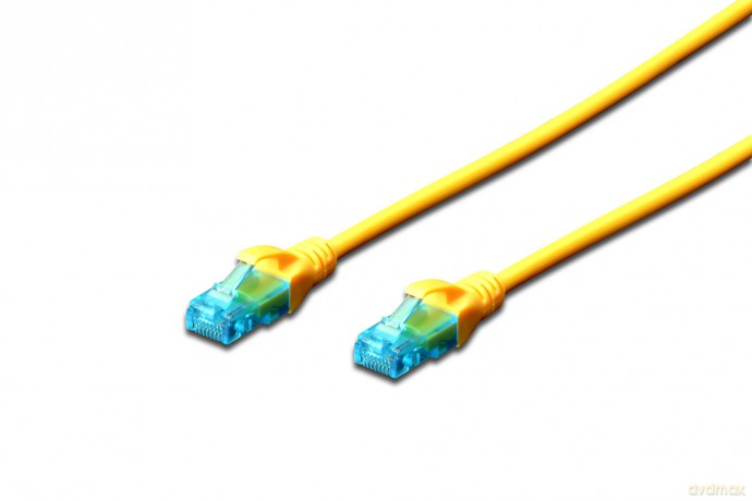 Patch cord U/UTP kat.5e PVC 0,25m żółty