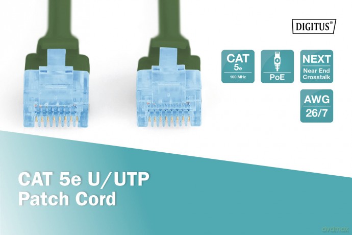 Patch cord U/UTP kat.5e PVC 0,5m zielony