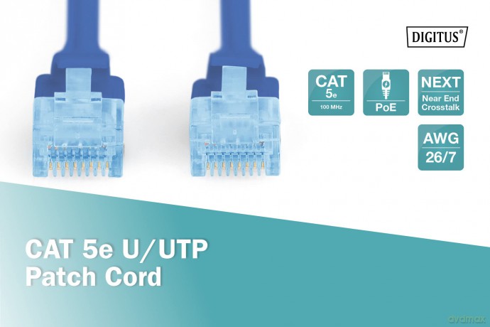 Patch cord U/UTP kat.5e PVC 10m Niebieski