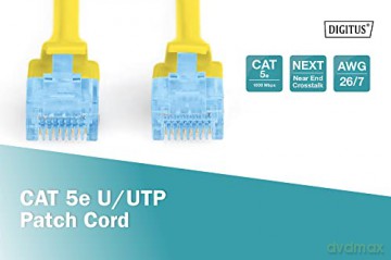 Patch cord U/UTP kat.5e PVC 1m Żółty