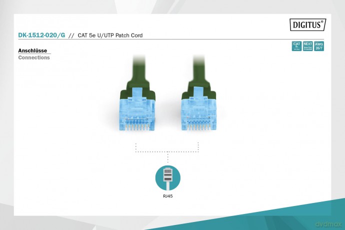 Patch cord U/UTP kat.5e PVC 2m zielony