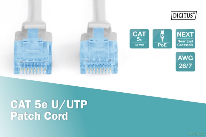 Patch cord U/UTP kat.5e PVC 30m szary