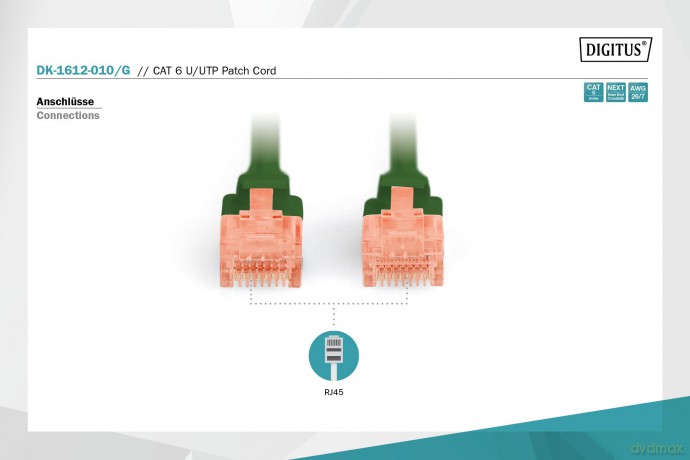 Patch cord U/UTP kat.6 PVC 1m czerwony