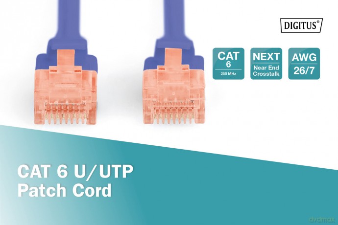 Patch cord U/UTP kat.6 PVC 1m Niebieski