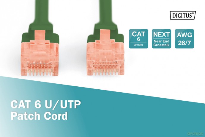 Patch cord U/UTP kat.6 PVC 1m Zielony