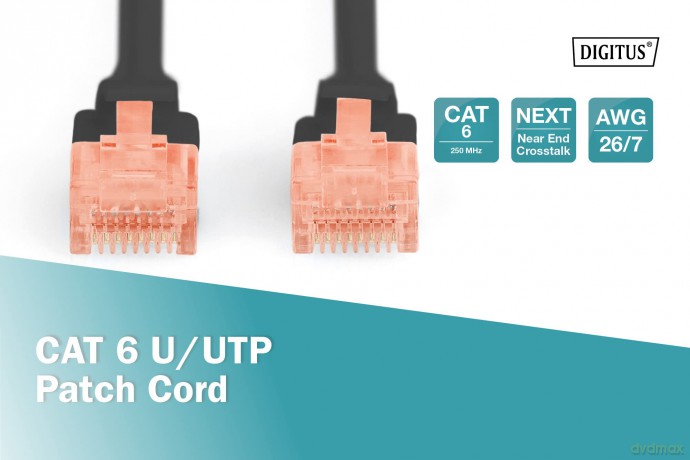 Patch cord U/UTP kat.6 PVC 2m czarny