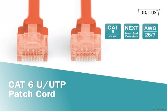 Patch cord U/UTP kat.6 PVC 3m Czerwony