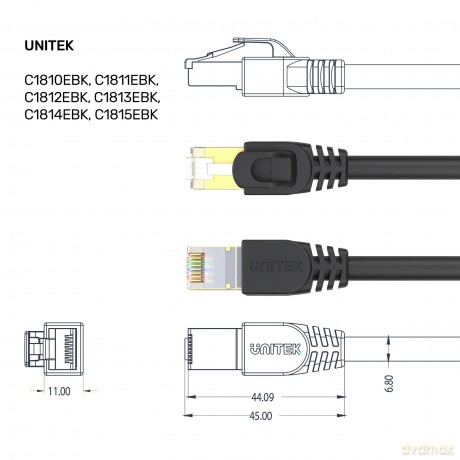 Patchcord Cat.7 SSTP (8P8C) RJ45, 5M, C1812EBK Czarny