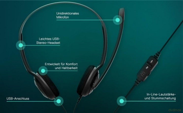 PC 8 USB - Słuchawka stereo USB do komputera z pilotem