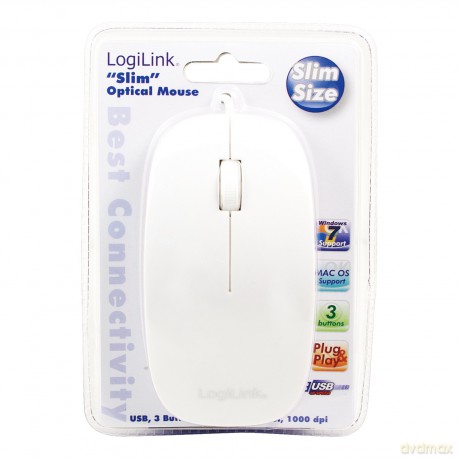 Plaska mysz optyczna USB, biala