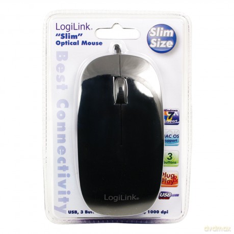 Płaska mysz optyczna USB, czarna ID0063