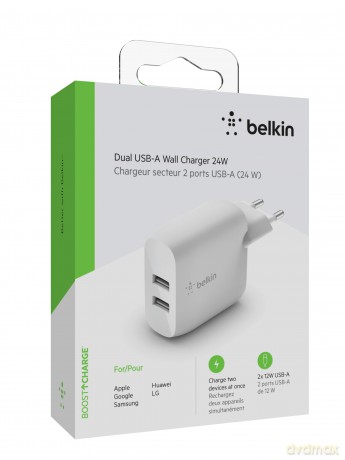 Podwójna ładowarka ścienna Boost Charge 12W x2 Biała